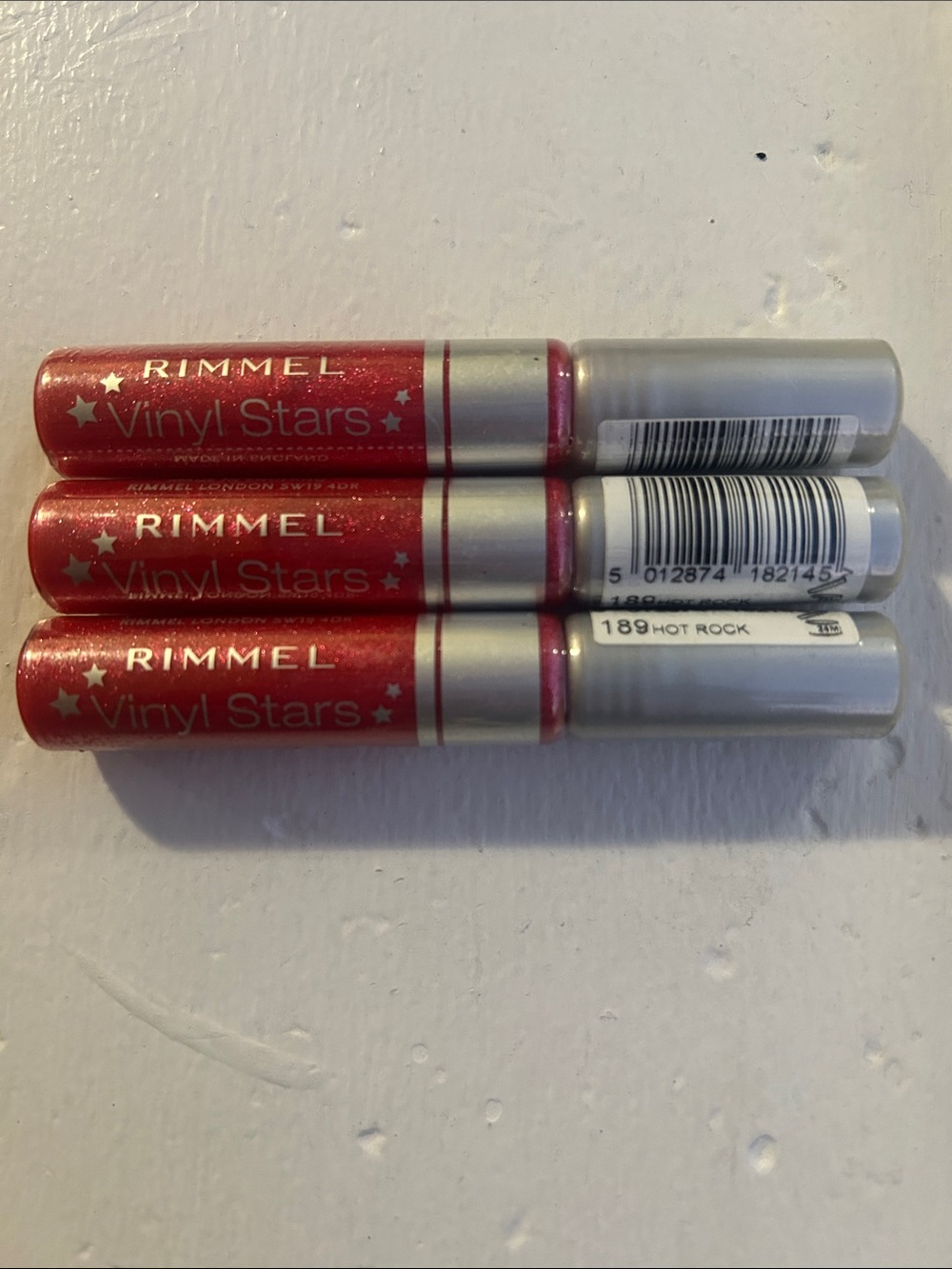 Brand New Vintage Rimmel Vinyl Stars Lip Gloss Shimmering Red !